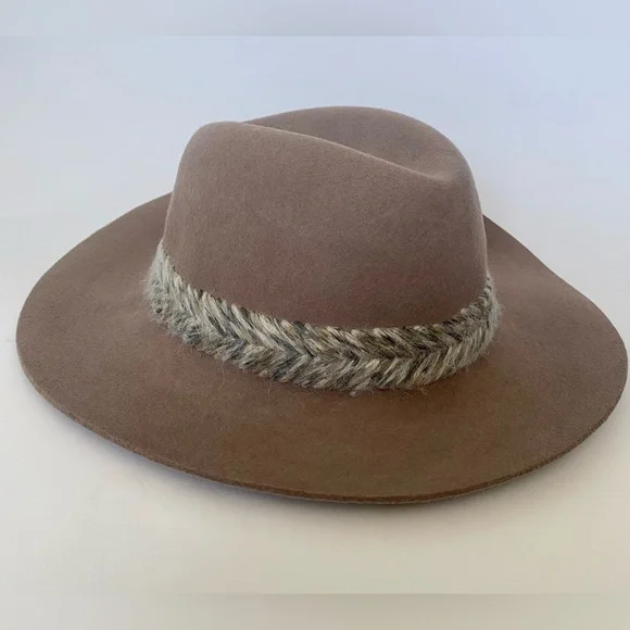 Zara Accessories 100% Wool Fedora Hat Woven Detail - Picture 3 of 6